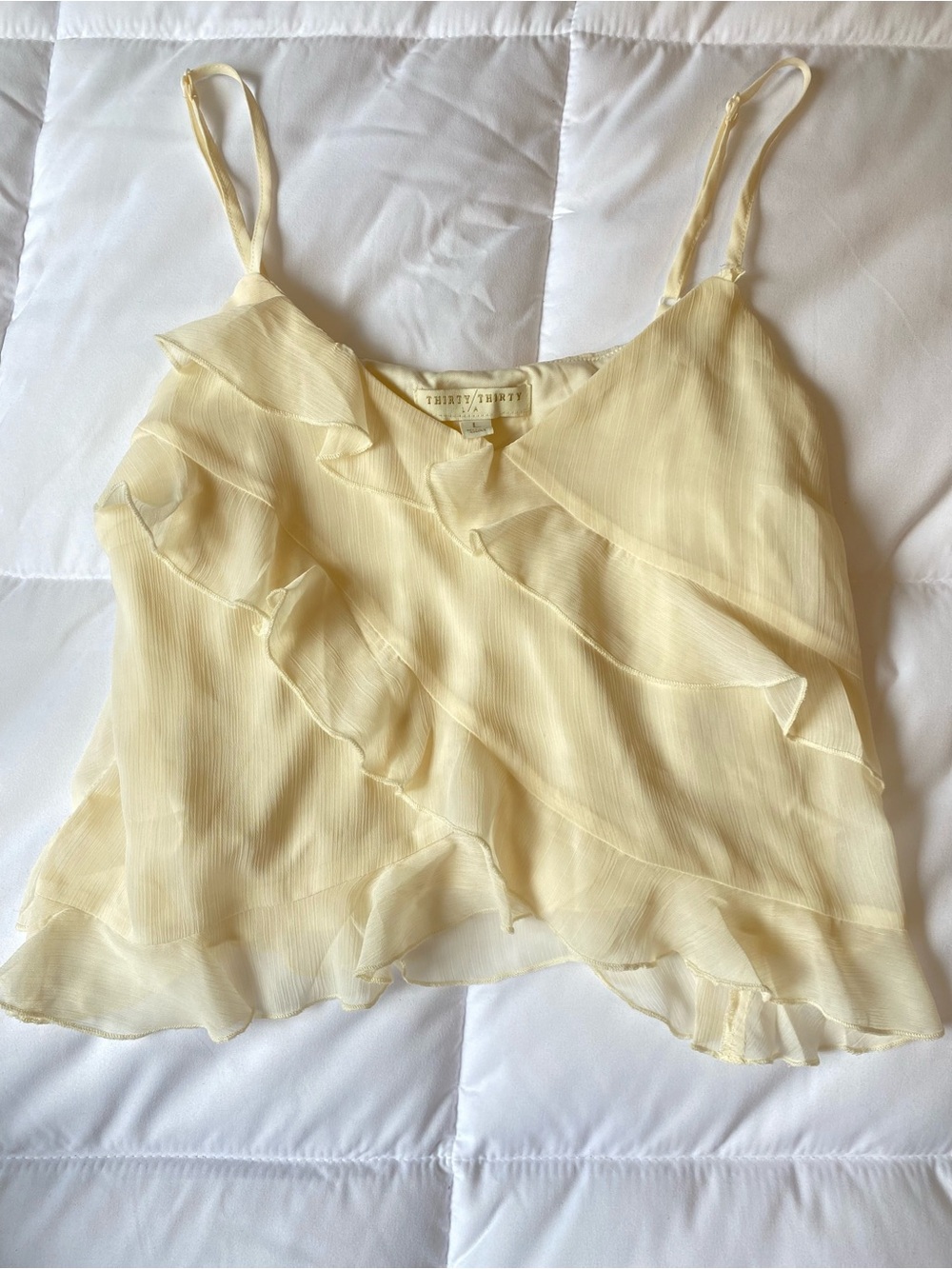 Twenty Soft Yellow Ruffle Silk-Blend Cami